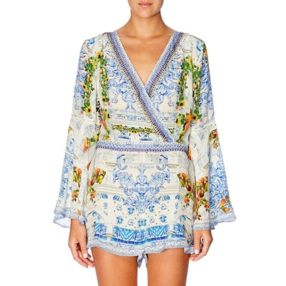 Camilla Come As You Are Bell Sleeve Playsuit Romper Small b87E